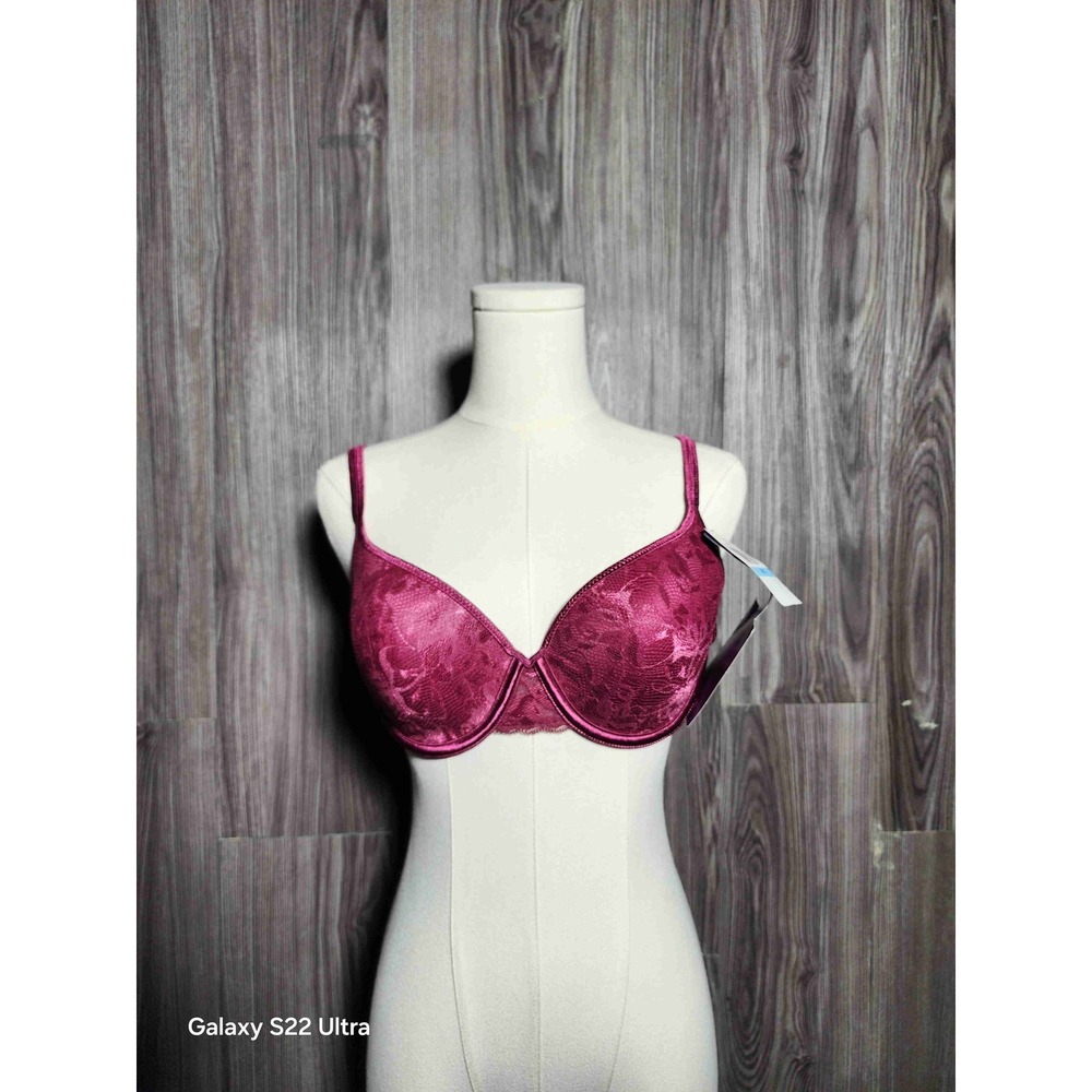 NWT Vanity Fair Ilumination Lacd Burgundy Padded Underwire Bra‎ 36C